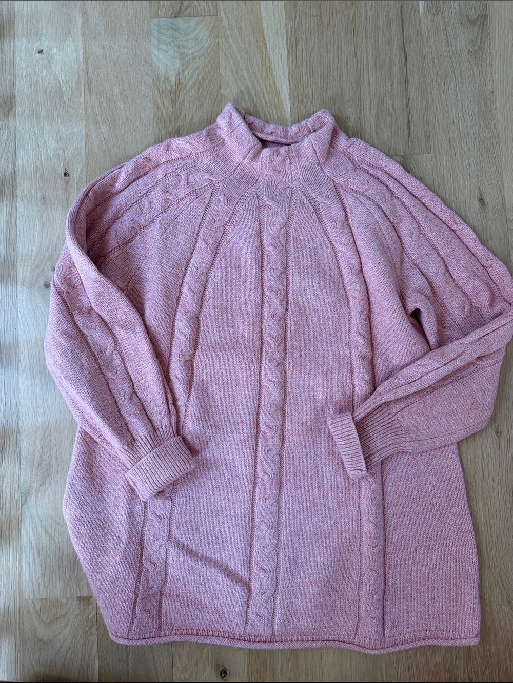 Soft Surroundings Pink Cable Knit Turtleneck Sweater